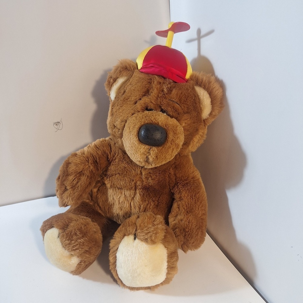Dakin Teddy Bear Propeller Cap Fun Farm 14"Plush Brown 1987 Vintage